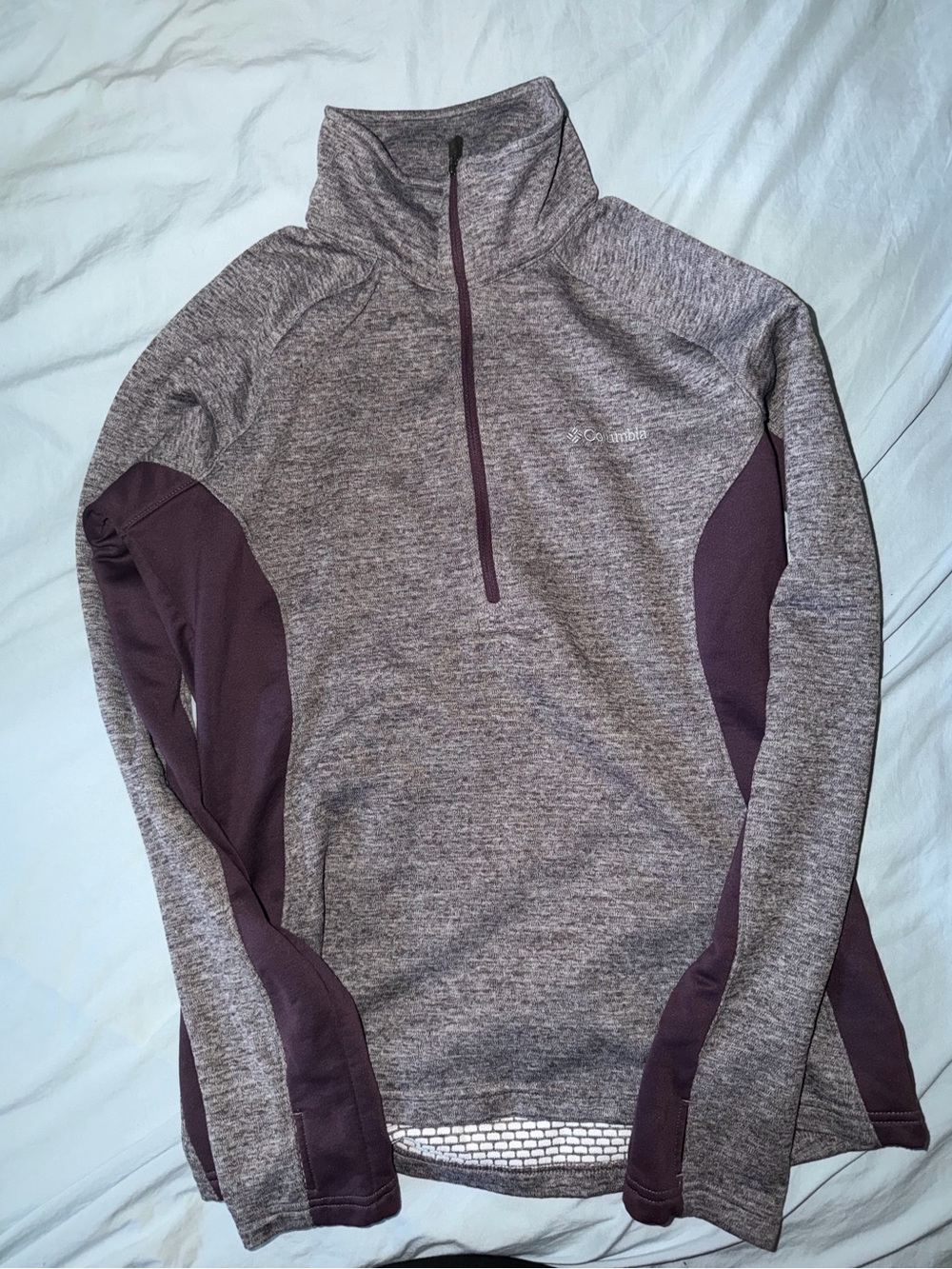 Columbia Heathered Gray and Plum Half-Zip Pullover